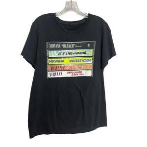 Nirvana Shirt Black Graphic Band Tee Rock Music Grunge Cassette Tapes Shirt
